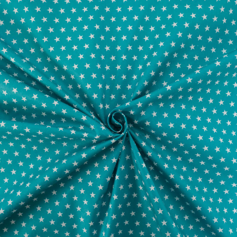 Popeline De Coton Etoiles Paon - Maison Klem